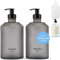 KIVY Seifenspender Glas mit Etiketten für Küche, Bad & Dusche - Shampoo Flaschen zum Befüllen - Spülmittelspender Küche - Spülmittel Pumpspender Glas Duschgel Spender - Spüli Spender 2X 500ml