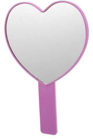 ABOOFAN Herzförmiger Tragbarer Handspiegel Kleiner Reise-Make-up-Spiegel Mit Griff Kompakter Kosmetikspiegel Aus Stabilem Material
