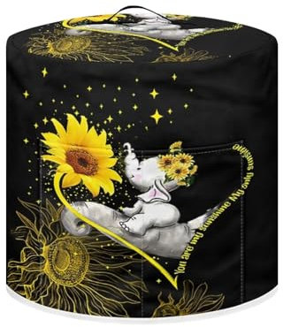Xoenoiee Schnellkochtopf-Abdeckung mit Elefanten-Sonnenblumen-Druck, für 6 Liter Küchengerät, Staubschutz mit Taschen für Reiskocher, Luftfritteuse, Slow Cooker