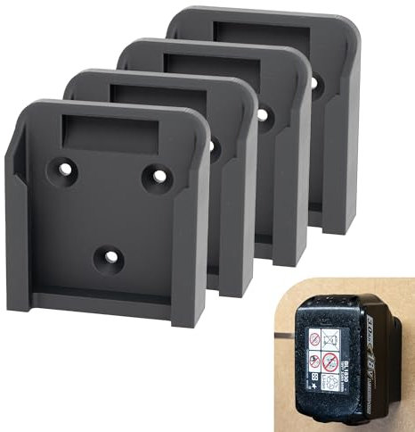 Lot de 4 Supports de Batterie pour Makita 18V Support mural à verouillage pour batteries BL18 1.5Ah 3Ah 5Ah 6Ah fixation à visser individuelle pour atelier, camionette