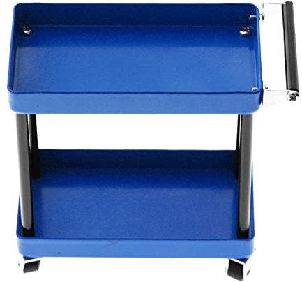 HUSHUI Kit Carrello Attrezzi, Carrello Porta Attrezzi a 2 Livelli Officina Mobile Riparazione Garage Accessori RC per Modello in Scala 1/8 1/10 1/12 1/16 (Blu)