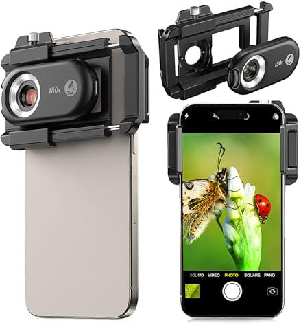 Koolertron Upgrade Mini-Handymikroskops für Smartphone, Taschenmikroskop Kindermikroskop mit LED-Licht, CPL mit UV-Licht, tragbares digitales Mikroskop, kompatibel mit iPhone/Android-Telefon
