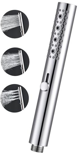 HardiValue Ganzmetall-3-Funktions-Handbrause für Das Bad, Wassersparender Rundbrausekopf Mit Massagefunktion, Pflegeleichte Silikondüse, Chrom