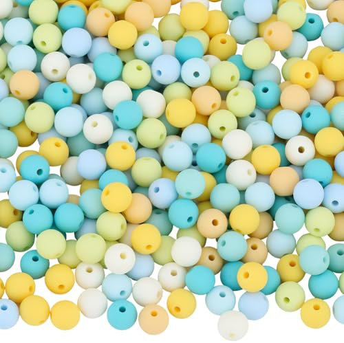 SOFPLATE 1 Box 500Pcs Acrylic Round Beads Frosted Bead Bulk 8mm Candy Color Silicone Acrylic Plastic Ball Pastel Matte Loose Spacer Beads for jewellery Making Bracelets Necklaces Earrings DIY Crafts