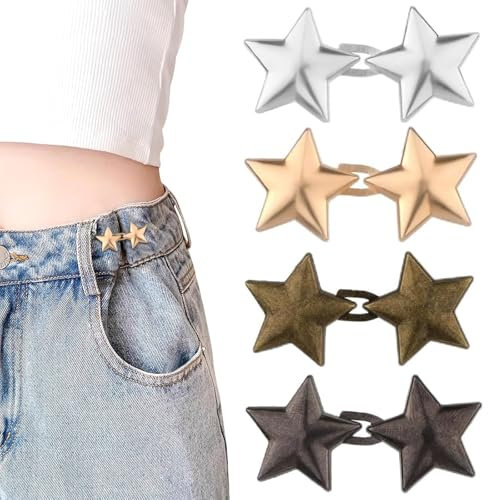 4 Sets Einstellbar Knöpfe Ohne Nähen Stern Knöpfe Keine Sewetalhose Taille Straffy Enger Machen Wiederverwendbar Pentagramm Knöpf Für Hosen und Kleid