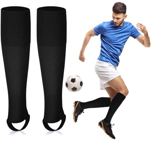 Bencailor Football Sock Sleeves Footless Football Socks for Men Women Leg Socks with Bridge Stirrup Socks for Adults Sports Football Game(Black)