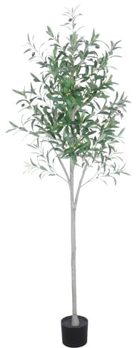 Olrla Albero di ulivo artificiale, 180 cm, grande pianta artificiale di seta in vivaio, vaso per moderna decorazione domestica, ufficio, interni, 1 confezione