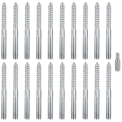 20 Pz Vite a Doppio Filetto, M8 Bulloni di Sospensione Torx, Vite per Legno Viti a Doppia Filettatura Fissaggio Prigioniero, Tasselli Barre Filettate a Doppia Estremità Viti per Mobili (M8x80mm)
