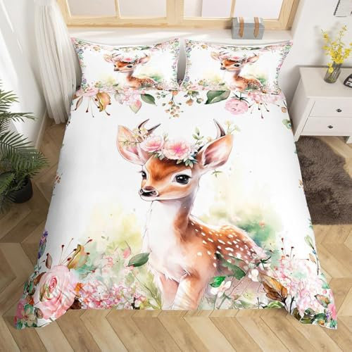 Bettwäsche 135x200,Rosa REH Kind Bettwäsche Set,Bettbezug aus Mikrofaser mit 1 Kissenbezug,Bettbezug mit Reißverschluss,Einzelbett Bettwäsche Set