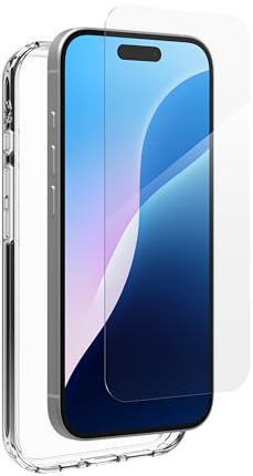 ZAGG InvisibleShield Glass Elite 360 Bundle Tempered Glass Screen Protector and Phone Case for iPhone 16 [6.1-Inch], Smudge & Scratch-Resistant, Shockproof, Easy Application (Transparent)