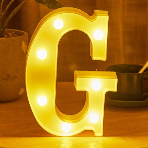 JYB Hopefuture LED Buchstaben 3D Lampe Beleuchtete Buchstabe, Dekorations Nachtlicht Lampe, für Hochzeit, Geburtstag, Party, Weihnachtslampe (G)