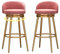 Mid Century Barhocker aus Samt, drehbar, 2er-Set, Thekenhöhe mit Rückenlehne und Fußstütze für Küche, Bar und Café, Rosa, 75 cm
