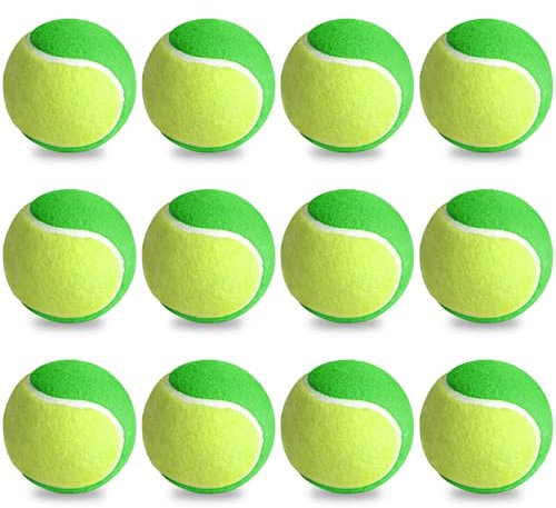 12 Stück Tennisbälle Stage1, Trainingsbälle 25% Druckreduziert Tennisball Anfänger Tennis Training Balls Kinder Tennisbal Methodikbälle für Kinder/Einsteiger/Haustiere, Grün