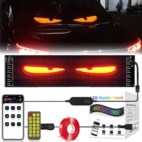 Devil Eyes Light for Trucks and Cars, Colorful Eye Lamp Soft Screen for Windows, Flexible LED Screen, DIY Dynamic Smart Colorful Lamp (4 * 13.7in 1PC)