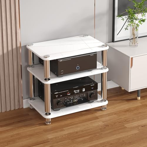 TUPAFJU HiFi-Regal, 3-Schicht, Modern, Audio- und Video-Ständer, Rack, Weiß, Freistehend