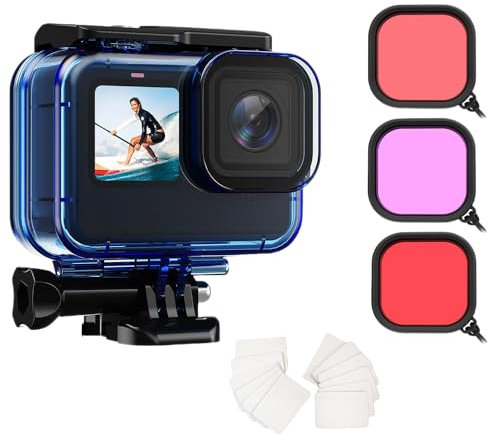 Custodia impermeabile per Go Pro Hero 13/Hero12 Black/Hero11 Black/Hero10 Black/Hero9 Black, Action Camera, 60 m, custodia protettiva subacquea con accessori per Hero13/12/11/10/9