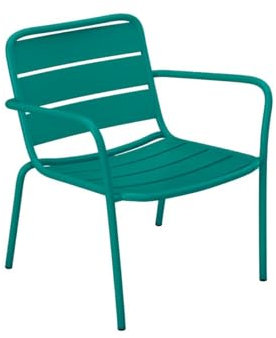 Vente-unique-Gartensessel niedrig & stapelbar - Metall - Blau - MIRMANDE von MYLIA