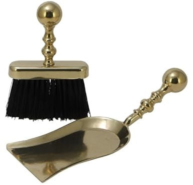 Tischkehrer Set SCHAUFEL Kaminset Kaminbesteck Messing 34x12 CM MASSIV Besen