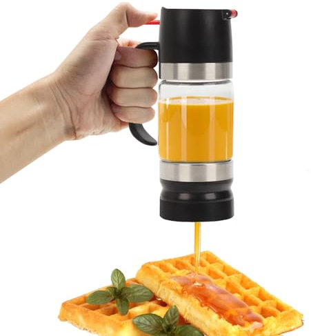 Qivine 315ML Dosatore Miele Dispenser Porta Miele Con Premere Sul Grilletto Barattolo di Sciroppo in Vetro Borosilicato Nessun Schizzo Per Conservare Sciroppo