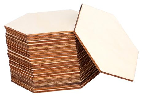 Garneck 25 Stück Sechseck Holzscheiben Hexagon Unvollendete Holzausschnitte Für DIY Projekte - Basteln - Malerei Deko Namensschilder Hochzeiten Und Partys 9 Cm
