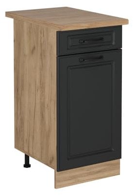 Vicco Küchenunterschrank R-Line, Schubladenschrank für die Küche, Anthrazit Landhaus, 40 cm, AP Eiche