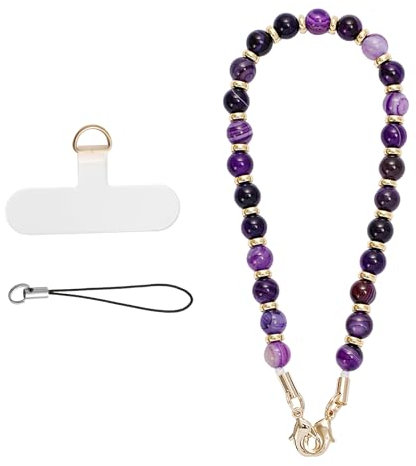 MORSUNBELA Chaîne de téléphone portable, téléphone portable perles, courte bijoux de telephone, chaine telephone portable universel, lanière, cordon universel pour téléphone portable (violet)