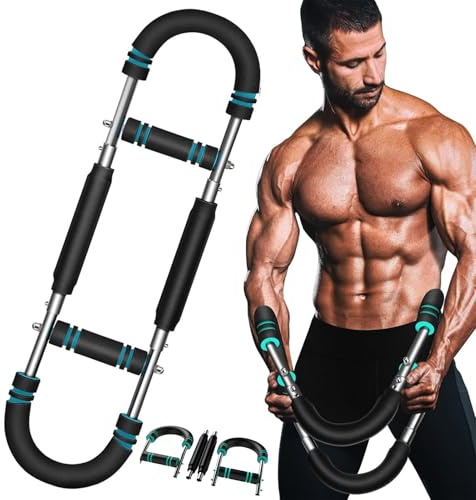 Saker Twister Arm Trainer, 40-100lb Adjustable Chest Workout Equipment, Sakerplus Arm Trainer, Shaker Twister Arm Trainer, Portable Power Twister Bar, Detachable Design Fitness Anywhere (Blue)