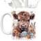 Tasse à cafetière Highland, tasse de vache de 11 oz en 3D Tasse à fleurs, tasse de vache pour céramique Highland