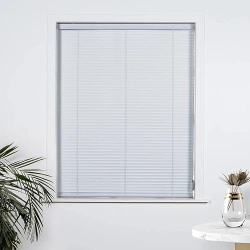 Mini Jalousien für Innen Fenster, 25 mm Aluminium Venetianer, Blickdicht individuell mit 4-in-1-Zugsystem – Einfache Montage für Zuhause Büro oder Bad(Weiß)