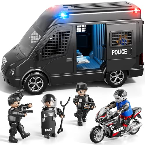 Police Car Toy Truck with Lights & Sounds, Police Cars for Kids Ages 4-8