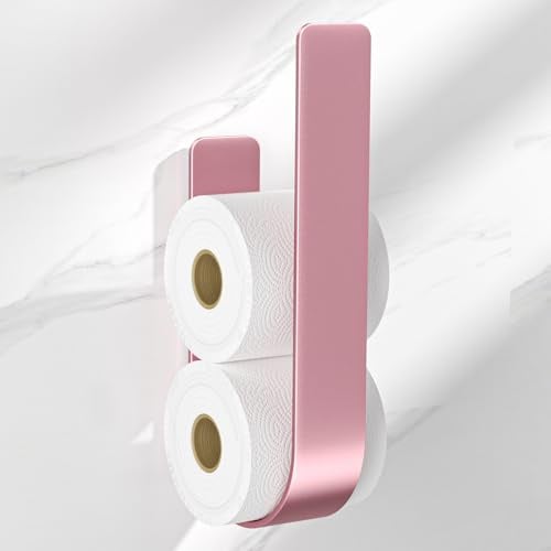Toilet Roll Storage Holder Wall Mounted for 3 Rolls, Metal Black Self Sdhesive Spare Ioo Roll Storage Stand for Bathroom, Rose Gold, (1pack)