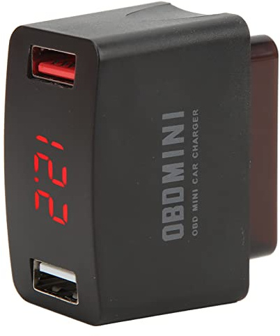 BAFOVY Universal Car OBD-Adapter, 12-24V Dual USB-Ladegerät mit LED-Display, ABS-Material, das mit Dual-USB