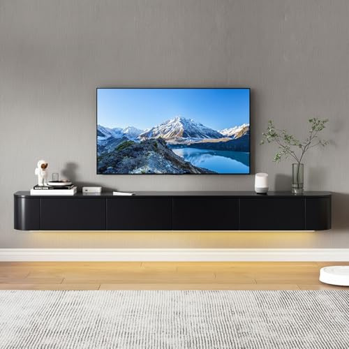 MIMRTIMI Solid Wood Floating TV Unit,TV Console Floating Shelf with Drawers, Floating TV Shelves Wall Mounted TV Media Console for Living Room, Dining Room, Bedroom