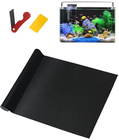 hommova 40x200cm Fish Tank Background, Black Aquarium Background Poster, Underwater World Fish Tank Backdrop - Easy to Cut for Custom Aquarium Decoration