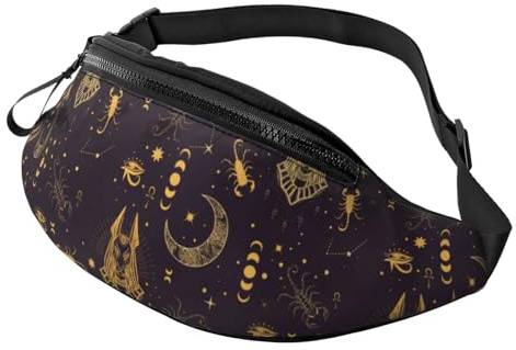 Der Ägyptische Gott Anubis Mit Skorpion Brusttasche Hüftgurt Hüfttasche Mit Reißverschluss Beutel Für Damen Camping Reisen 14X35Cm