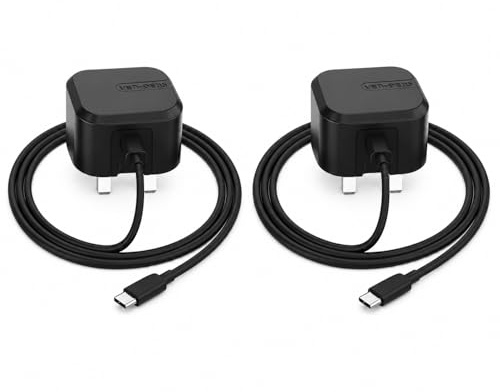 25W USB-C PD UK Wall Charger with Cable (2 Pack) for Lenovo Tablets (BLACK) | Compatible with Lenovo Tab M11, M10 Gen 3, M10+ Gen3, M10HD Gen2, Tab P11, P11 Pro, P11 Plus & P12