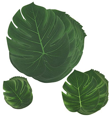 Comius [45 Stück] Tropische Blätter, Dschungel Deko Palmenblätter Dschungel Strand Thema Party Hochzeit Dekorationen Tischdekoration