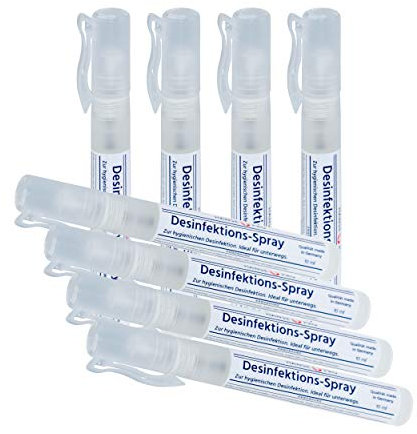 HANSE PRO Desinfektions-Spray, 8 x 10 ml I Hygiene-Spray I Hände- und Flächen-Desinfektions-Mittel klein I für Hände, Haut und Flächen I beseitigt Bakterien, Pilze und Viren