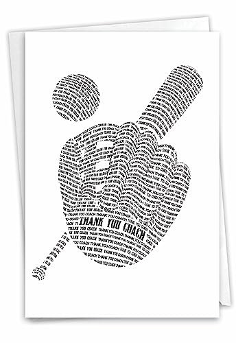 NobleWorks - 1 Dankeskarte für Lehrer und Trainer, Teamsport, Dankbarkeit, Schulsportler, Wertschätzungskarte mit Umschlag – Baseballhandschuh C3124TYG