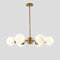 KCO Lighting Sputnik Lampe Wohnzimmer Kronleuchter-Leuchte Globus-Schirm Milchglas Pendelleuchte Esstisch Modern Messing Küche Schlafzimmer Unterputz Leuchte (6-flammig)