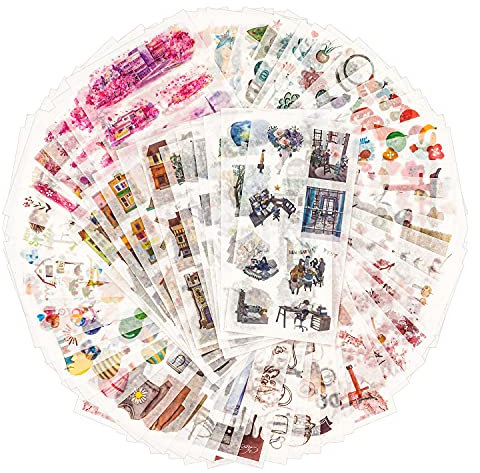 72 Blätter Scrapbooking Sticker Journal Sticker Erwachsene Washi Aufkleber Planner Aufkleber Decor Aufkleber 12 Themen Sortiert für Tagebuch Notizbuch DIY Kunst und Handwerk (Secret Garden)
