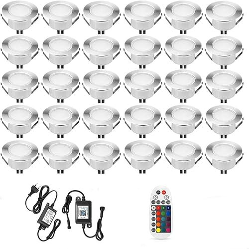 20er Bluetooth RGBWW Led Bodeneinbaustrahle Aussen 1.5W Ø61mm IP67 Wasserdicht LED Einbaustrahler Terrasse Küche Garten Led Lampe Full Kit