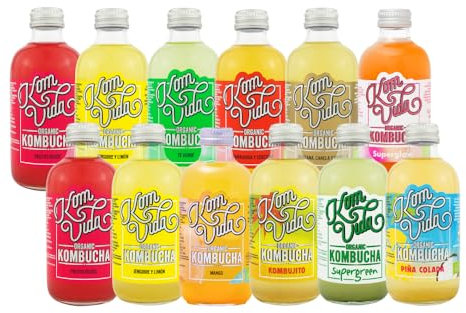 Té kombucha. Komvida. Kit multisabor. 12 botellas de 250 ml. Envío en frío.