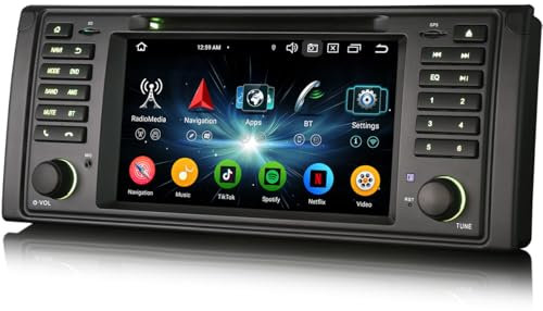 erisin 8-Kern [4G+64G] Android 14 Autoradio für BMW 5er E39 M5 GPS Navi Carplay Android Auto DSP Bluetooth 5.0 A2DP DVD DSP WiFi DAB+7 Zoll IPS Touchscreen DVR