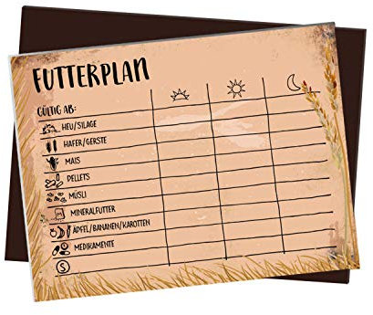Kühlschrankmagnet mit Futterplan für Pferde Motiv