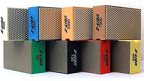 Z-LION 8 Stück Diamant-Handpolierpads und Harz-Handpads für Glas, Stein, Keramik, Marmor, Granit