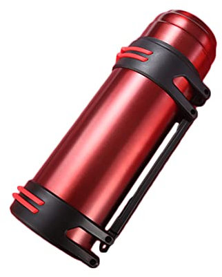 Thermosflasche Thermoskanne Isolierflasche 1.5L, Wasserflasche Edelstahl, BPA-frei mit 2 Becher, Sportflasche mit Gurt Vakuum-Isolierung | Auslaufsichere Thermosflasche