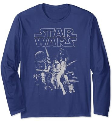 Star Wars Vintage Style Group Shot Logo Manche Longue