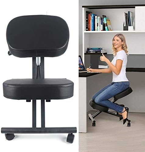 kangten Ergonomischer Kniestuhl, Höhenverstellbarer Kniehocker mit Rollen Orthopädischer Rückenschmerzen Stuhl Computerstuhl für Zuhause und Büro