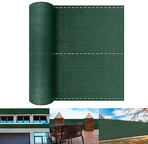 YRHome Schattiergewebe Zaunblende 150 g/m², Sichtschutz für Zaun & Balkongeländer, HDPE Gewebe, UV-stabilisiert, Wetterfest, 1,0 x 10m, Dunkelgrün